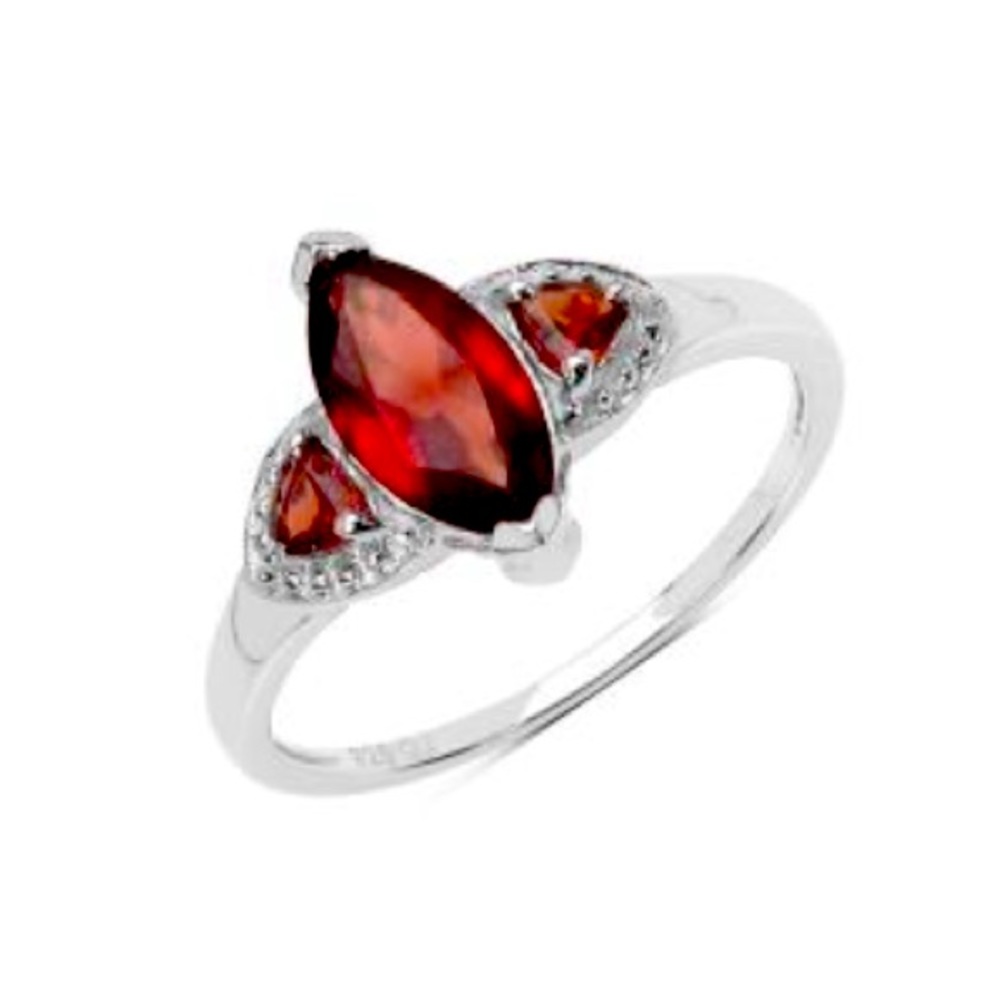 Sterling Silver Garnet Women’s Designer Ring - Picture 2 of 6